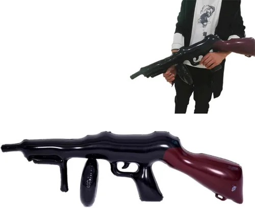 Vista 5 de 4 piezas de accesorios inflables para armas, accesorios de disfraz, ametralladora inflable, fiesta temática de cosplay, decoración de cumpleaños