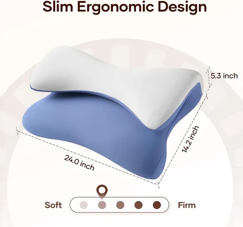 Vista 8 de isuke Almohada cervical cervical para dormir, almohada de espuma viscoelástica de contorno, almohada ergonómica de enfriamiento para dormir de lado