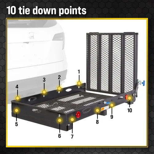 Vista 7 de Titan Ramps, porta silla de ruedas y scooter con enganche de 2 pulgadas, rampa plegable con capacidad de 500 libras para autos, camiones y carga