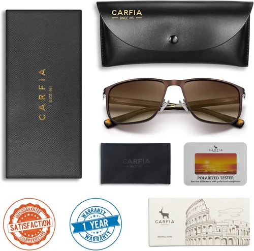 Vista 7 de CARFIA Gafas de sol polarizadas de lujo para hombre con marco de metal chapado en dos tonos