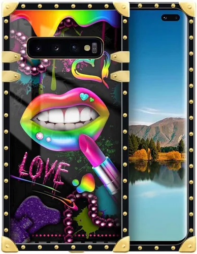 Vista 212 de Funda compatible con Samsung Galaxy S10 4G, TPU suave de lujo y parte trasera de policarbonato duro para niñas y mujeres, funda protectora a prueba