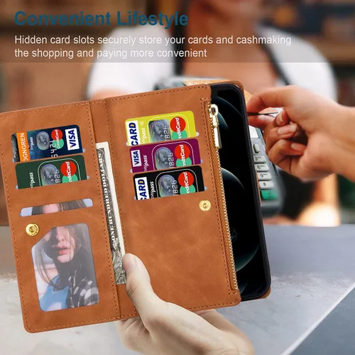 Vista 2 de UEEBAI Funda para Samsung Galaxy A53 5G, Funda de piel sintética retro a prueba de golpes con función de soporte de ranuras para tarjetas, cierre