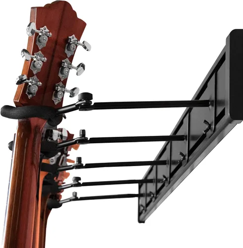 Vista 11 de Levy's Leathers - Percha para guitarra de 5 espacios, montaje en pared, color negro (LVY-SLATSTRIPHNGR5-BLK)