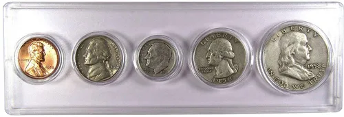 Vista 9 de Juego de 5 monedas coleccionables de 1934 en buen o mejor estado para regalo