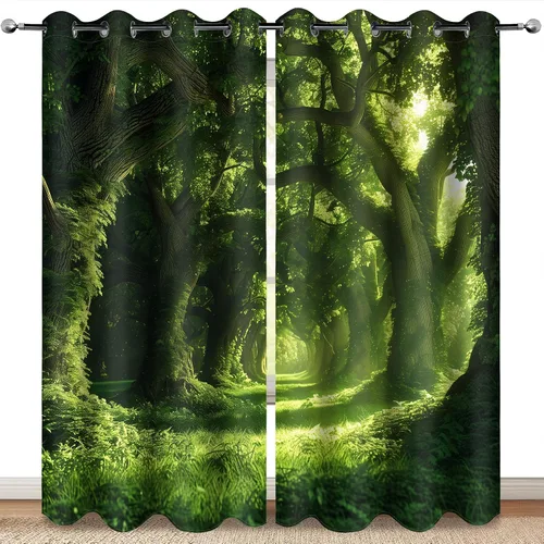 Vista 13 de Cortinas Opacas de Playa Oceánica con Palmeras Costeras, Conchas y Estrellas de Mar, Decoración de Costa, Cielo Azul Soleado de Verano, Cortinas