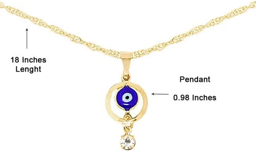 Vista 2 de Collar de ojo turco chapado en oro amarillo de 14 quilates, cadena con dije de amuleto de ojos azules, protección de Ojo Turco, Cabalá, ajustable