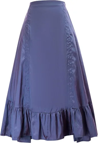 Vista 2 de Scarlet Darkness - falda gótica steampunk para mujer con falda victoriana frente cortoposterior largo.