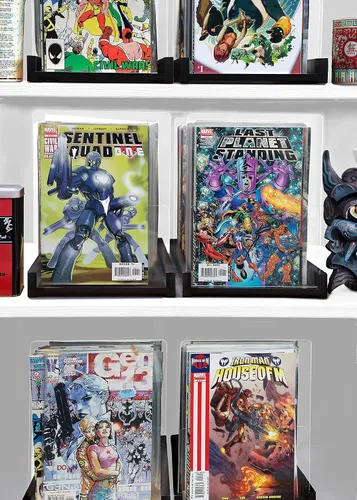 Vista 6 de Soporte de almacenamiento patentado para cómics, caja de exhibición de madera y acrílico para coleccionistas, organizador para cómics, revistas