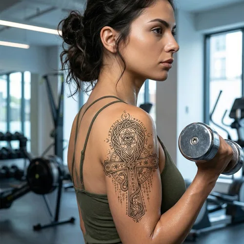 Vista 5 de Tatuajes temporales para mujeres y hombres, diseños egipcios, 10 hojas Impermeable, Ankh Eye of Horus Scarab Faraón, de larga duración, Fiesta