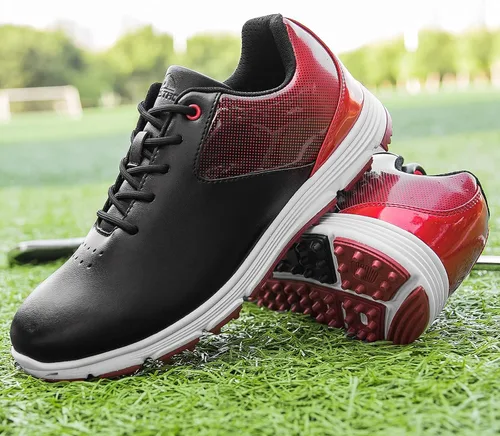 Vista 4 de Zapatos de golf impermeables para hombre, sin pinchos, para exteriores, golf, deportes, entrenamiento, clásicos, para hombre, talla 13, 14