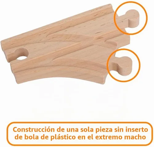 Vista 8 de Paquete de expansión de vías de tren de madera de 68 piezas con puente arqueado, barcaza de locomotora, muelle, punto de control de parada y salida
