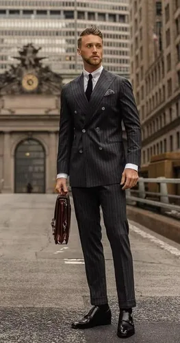 Vista 2 de HUUTOE Traje de rayas para hombre, 2 piezas, doble botonadura, baile de graduación, boda, Halloween, Navidad, fiesta, blazer y pantalones