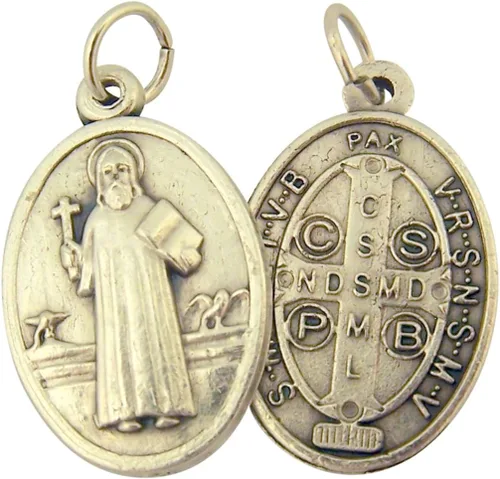 Vista 8 de Catholic Patron Saint Medals Base en tono plateado, 1 pulgada, juego de 2