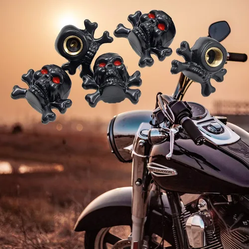 Vista 7 de MYOSPARK 5 piezas de dijes de cabeza de calavera negra Crossbones para amantes