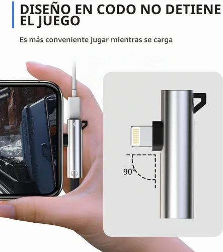 Vista 4 de Adaptador de auriculares Lightning a conector de audio AUX de 0.138 in y extensor de cargador Dongle auricular divisor compatible con iPhone 12 Mini