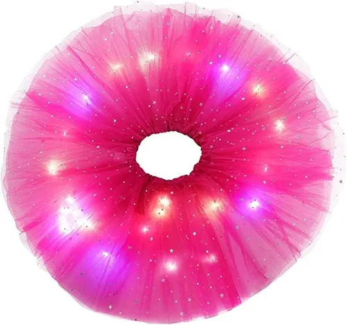 Vista 2 de Falda LED para niña, tutús iluminada, falda de tul brillante para fiesta, rave, festival, disfraz de Halloween, 2-8 años