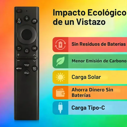 Vista 3 de para Samsung TV Remote BN59-01385A, compatible con Samsung Smart TV 2019-2025, control remoto de voz de carga solar, USB-C recargable