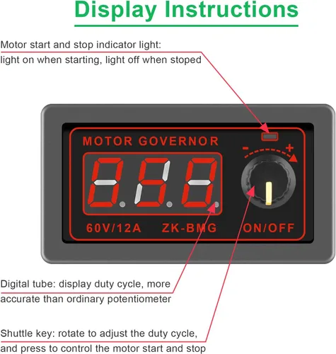 Vista 3 de PWM Controlador de velocidad del motor DC 12V 24V 60V 500W Motor eléctrico Regulador de control de velocidad Controlador de velocidad de potencia