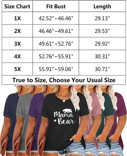 Vista 5 de Camisetas de manga corta para mujer con estampado de mamá de talla grande