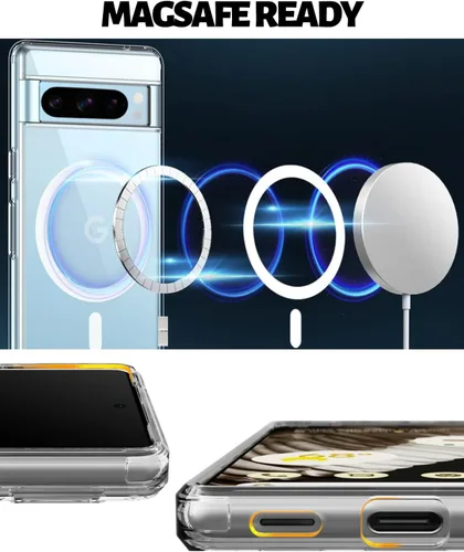 Vista 3 de CaseBorne Funda compatible con Google Pixel 8 Pro, híbrida ultra transparente 5 en 1, antiamarilleo, magnética, con protector de pantalla