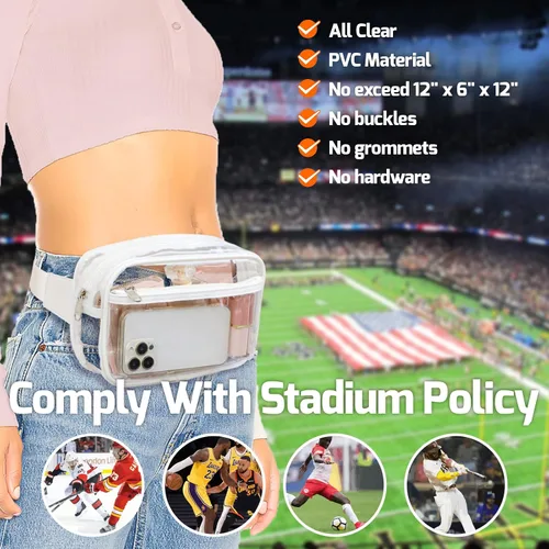 Vista 2 de Veckle Riñonera transparente aprobada para estadios, bolsa transparente para eventos en estadios, bolsa grande transparente para mujer, bolsa