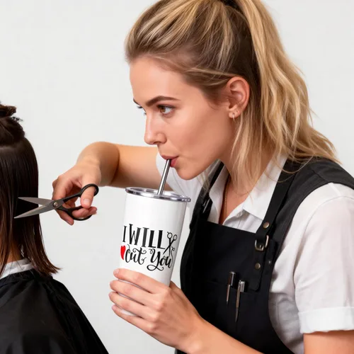 Vista 4 de I Will Cut You - Cómoda estilista, peluquería, peluquería, salón, Navidad, para mujeres y ella, divertida taza de café al vacío, botella de agua