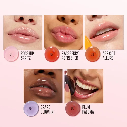 Vista 7 de Kaja Juicy Glass - Aceite para rellenar los labios 01 Rose Hip Spritz Hidratante, se siente voluminoso y ligero con aceite de frutas de árbol