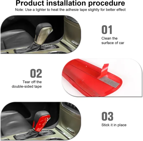 Vista 5 de CheroCar Pomo de palanca de cambios de grano para Jeep Grand Cherokee 2017-2020, accesorios interiores (rojo)