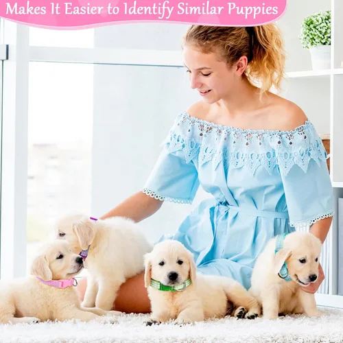 Vista 7 de Auidy_6TXD 14 collares ajustables para cachorros, collares de nailon suave para perros pequeños (S)