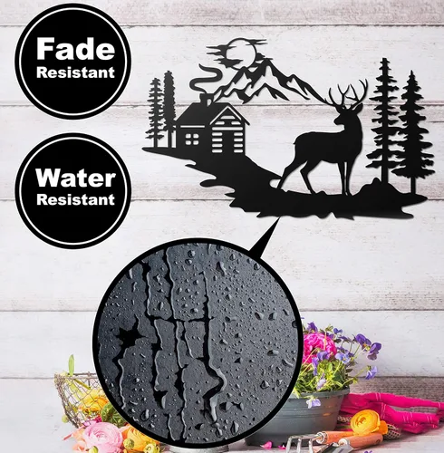 Vista 6 de Vivegate Decoración de pared de ciervos – 17.5 x 11 pulgadas, decoración de ciervos para el hogar, bosque rústico, decoración de pared, imágenes