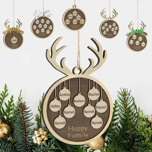 Vista 16 de Adornos de Navidad personalizados familiares de 1, 2, 3, 4, 5, 6, 7, 8, 9, 10, adornos de madera personalizados, decoraciones de Navidad, regalos