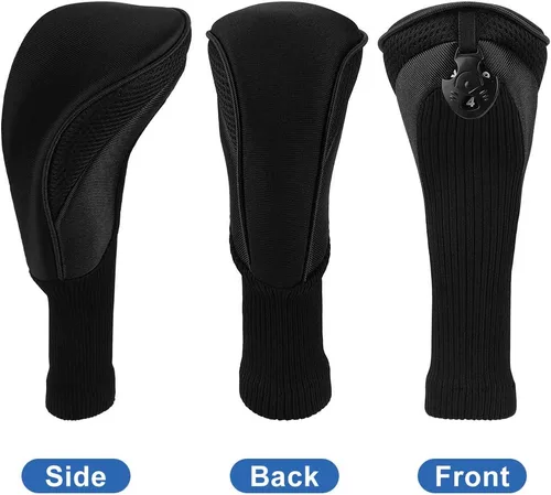 Vista 2 de Number-one Fundas para cabezas de palos de golf para híbridos de Fairway Woods, 3 piezas de cuello largo de malla para palos de golf con etiquetas