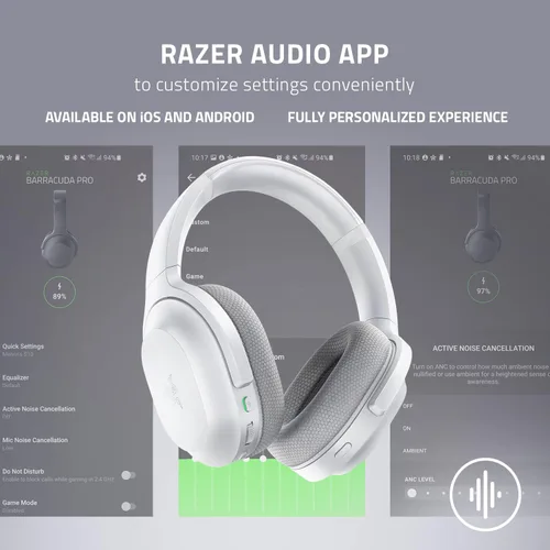 Vista 6 de Razer Barracuda - Auriculares inalámbricos para juegos y móviles (PC, Playstation, Switch, Android, iOS) 2.4 GHz inalámbrico + Bluetooth, micrófono