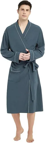 Vista 10 de U2SKIIN Mens 100% Cotton Robe Lightweight Knit Bathrobe A-Azul marino