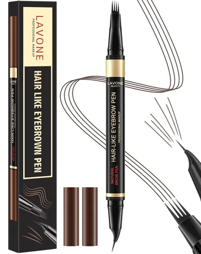 Vista 16 de LAVONE Lápiz de cejas 2 en 1 para mujer con lápiz de cejas microblading de 4 puntas y lápiz de cejas curvado y preciso, lápiz de cejas impermeable
