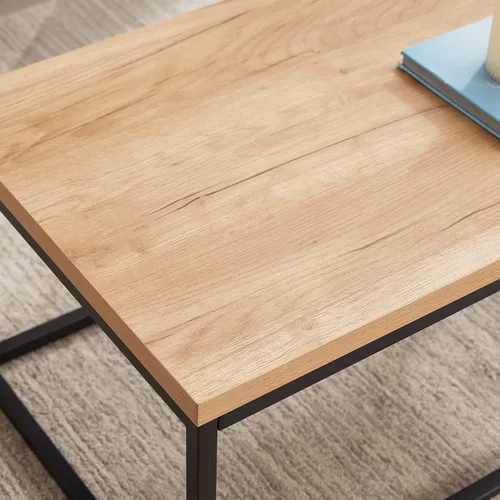 Vista 9 de CENSI - Mesa de centro cuadrada de roble natural de 30 pulgadas Extra Thick 1.2" Honey-comb Wood Top, Minimalist Modern Industrial, Cocktail