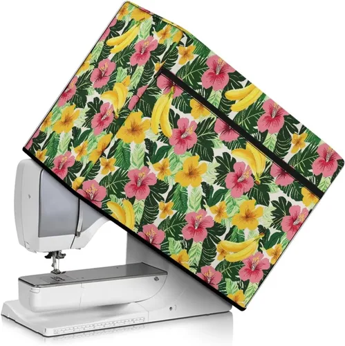 Vista 26 de Funda para máquina de coser de girasoles de otoño con prácticos bolsillos, cubierta protectora duradera acolchada contra el polvo, accesorios
