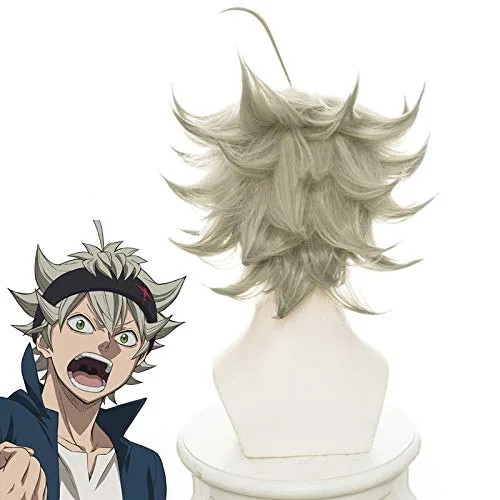 Vista 3 de Peluca de cosplay de trébol negro, anime, cosplay, Asta Gridelin, peluca corta, accesorio de cosplay, fibra resistente al calor, pelucas de cosplay