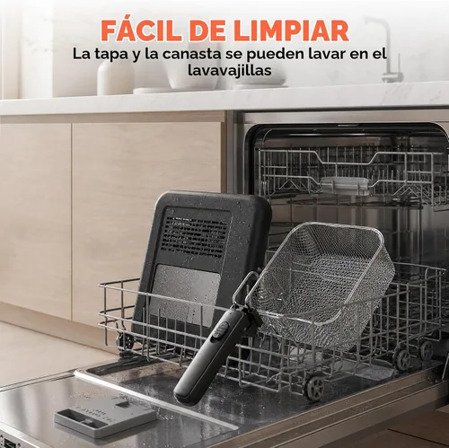 Vista 7 de SUSTEAS Freidora eléctrica con canasta, freidora de aceite para uso