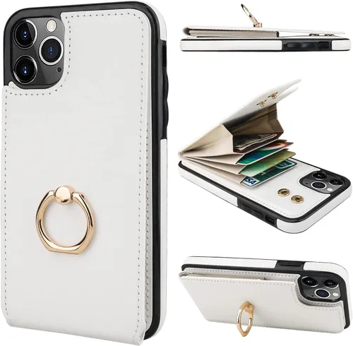 Vista 13 de Folosu Funda compatible con iPhone 11 Pro Max con soporte para tarjetas, rotación de 360°, soporte de anillo de dedo con función atril, protección