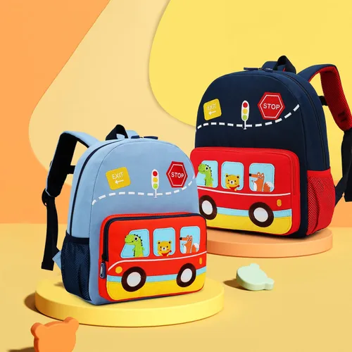 Vista 2 de willikiva Mochila Infantil con Dinosaurio en Coche para Niños y Niñas, Mochila para Preescolar, Impermeable, Tamaño único, Moderno Fiesta de música