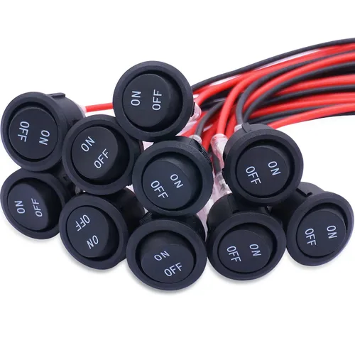 Vista 2 de Twidec Interruptor basculante redondo de 12 V de 12 V de encendido y apagado AC 6A/250 V 10 A/125 V SPST 2 pines 2 posiciones 12 voltios DC círculo