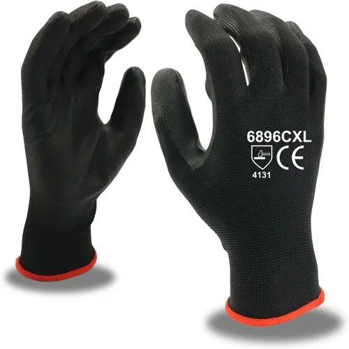 Vista 5 de Cordova Guantes estándar, calibre 13, carcasa de nailon negro, revestimiento de palma de poliuretano negro, mediano, paquete de 12