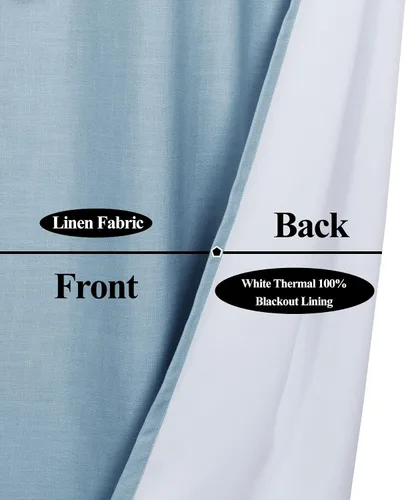 Vista 4 de Frelement Cortinas 100% opacas con forro térmico, cortinas de lino para decoración de Navidad, cortinas plisadas con aislamiento térmico