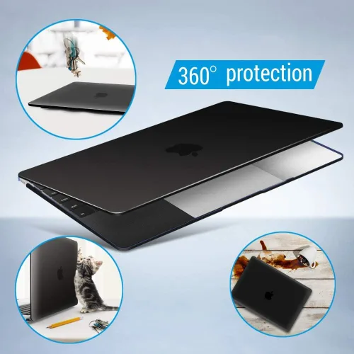 Vista 5 de IBENZER Compatible con MacBook de 12 pulgadas, carcasa rígida para Mac de 12 pulgadas con pantalla Retina modelo A1534 2020 2019 2018 2017 2016 Negro