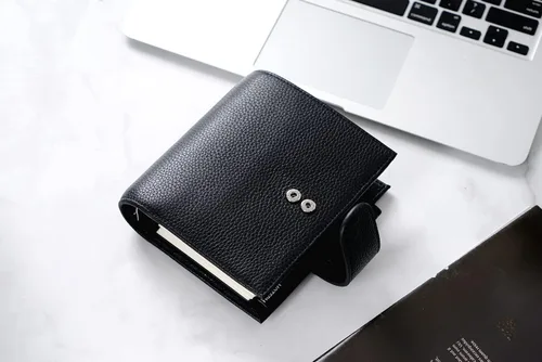 Vista 7 de Moterm Planificador de Anillos de Lujo de Bolsillo - Organizador de Carpeta de Cuero Genuino (Pebble-Negro, Argolla de 1.18 pulgadas (30 mm))