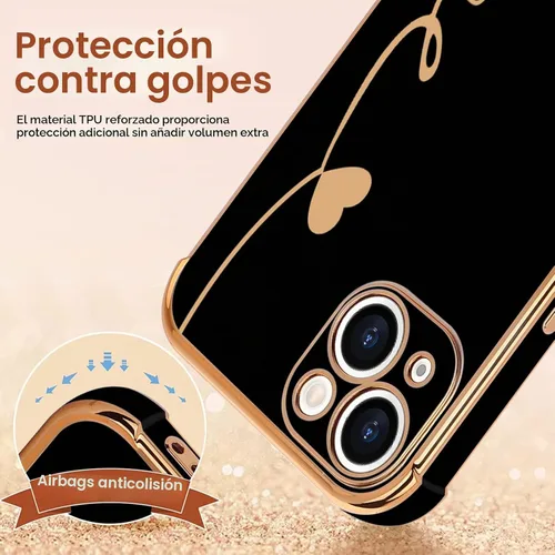 Vista 3 de LCHULLE Funda para iPhone 13 para mujeres y niñas, lindo corazón de amor Negro
