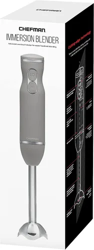 Vista 9 de Chefman Batidora de mano con varillas de inmersión con cuchillas de acero inoxidable, potente batidora eléctrica de hielo con control de 2 Gris