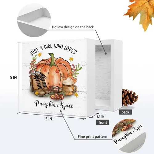 Vista 6 de Just a Girl Who Loves Calabaza Calabaza Calabaza Otoño Taza Café Caja Caja Cartel Decoración de Escritorio Rústico Otoño Temporada Acción de Gracias