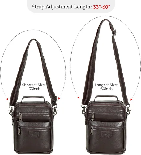 Vista 7 de Polare - Bolso de mensajero de cuero italiano de grano completo, estilo vintage, bolso cruzado al hombro, estilo casual, bolso de negocios